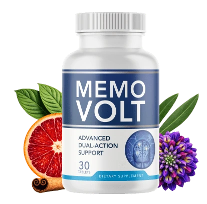 Memo Volt supplement bottle and product presentation